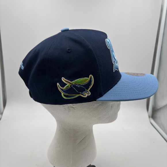 NWT Mitchell and Ness Tampa Bay Rays Baseball Snapback Hat Navy Blue OSFA NWT - Picture 3 of 8